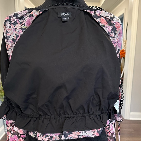 Nasty Gal Floral Chiffon Balloon Sleeve Blouse Women US Size 8 UK 12 - Picture 9 of 14